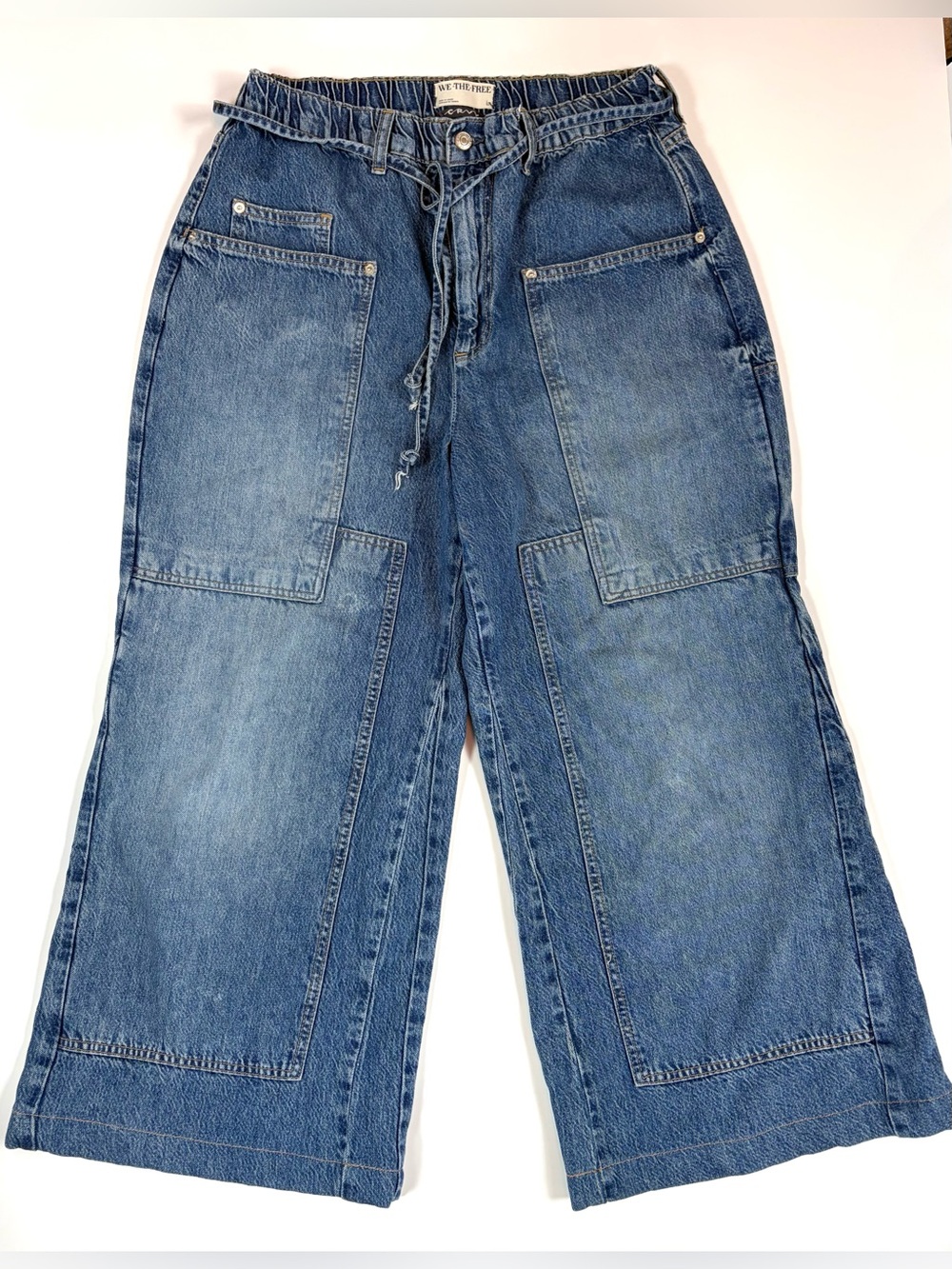 Free People We The Free CRVY Outlaw Wide Leg Utility Jeans L Cropped